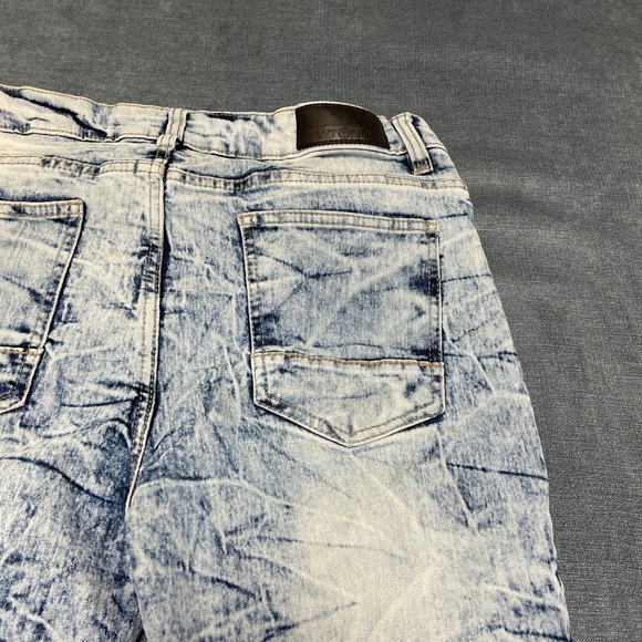 WT02 Jeans Mens 36/30 Blue Denim Cotton Stretch Mid Rise Stacked Straight Leg - Picture 15 of 15